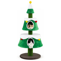 Produktbild von KOMFOTTEU Kratzbaum Weihnachten für Katzen Grün 59 x 156 cm