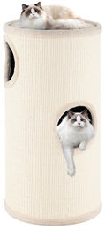 KOMFOTTEU Kratztonne für Katzen mit 3 Etagen, Katzenhaus mit Aussichtsplattform und Höhle aus Sisal und Sperrholz, Grau/Braun – Bild 1 von 1