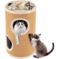 Produktbild von KOMFOTTEU Kratztonne für Katzen mit 3 Höhlen, Plüschbett und Sisal-Kratzbrett