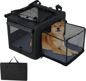 KOMFOTTEU Tiertransporttasche aus Oxford-Gewebe faltbare Transportbox für erwachsene Tiere in Schwarz und Grau – Bild 1 von 4