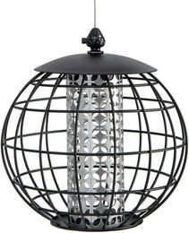 KOMFOTTEU Vogelfutterhaus aus Metall in Schwarz mit Metallgitter – Bild 1 von 5
