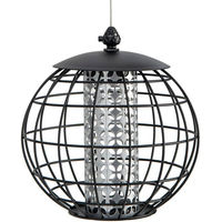 Produktbild von KOMFOTTEU Vogelfutterhaus aus Metall in Schwarz mit Metallgitter