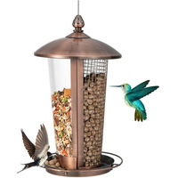 Produktbild von KOMFOTTEU Vogelfutterhaus aus Metall mit 2 Röhren in Braun - 1 l