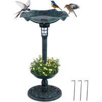 Produktbild von KOMFOTTEU Vogeltränke und Vogelbad mit Solarlicht und Blumentopf aus Kunststoff