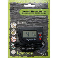 Produktbild von Komodo Happy Pet Digital Hygrometer für Reptilien und Frösche aus Kunststoff in Schwarz und Grün