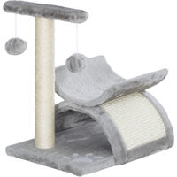 Produktbild von Kompakter Katzenkratzbaum mit Spielball aus Plüsch und Sisal in Braun und Grau 40 x 30 x 43 cm