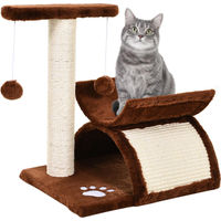 Produktbild von Kompakter Katzenkratzbaum mit Spielball in Braun aus Plüsch und Sisal L40 x B30 x H43 cm
