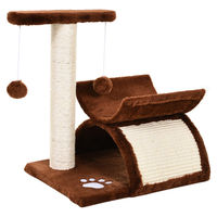 Produktbild von Kompakter Katzenkratzbaum mit Tunnel und Spielball in Braun, 43 cm hoch