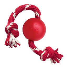 KONG Ball mit Seil Hundespielzeug aus Naturkautschuk für kleine Hunde Rot - 1 Stk. – Bild 1 von 7