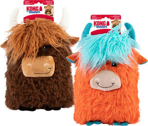KONG Comfort Jumbo Highland Cow XL Plüschspielzeug für Hunde mit Quietscher und Knistermaterial – Bild 1 von 8