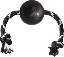 KONG Extreme Ball mit Seil Hundespielzeug aus Naturkautschuk für große Hunde Schwarz Weiß - 1 Stk. – Bild 1 von 10
