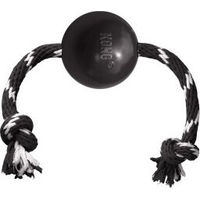 Produktbild von KONG Extreme Ball mit Seil Hundespielzeug aus Naturkautschuk für große Hunde Schwarz Weiß - 1 Stk.