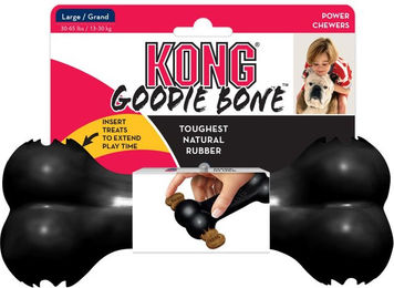 KONG Extreme Goodie Bone Kauspielzeug aus Naturkautschuk für große Hunde Schwarz L – Bild 1 von 12