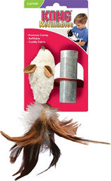 Produktbild von KONG Feather Mouse Plüsch Spielzeug mit Katzenminze für Katzen 2er Sparpaket Braun