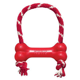 KONG Goodie Bone Kauspielzeug aus Naturkautschuk mit Seil für mittelgroße Hunde Rot – Bild 1 von 8