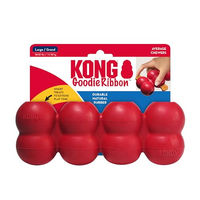 Produktbild von KONG Goodie Ribbon Kauspielzeug aus Naturkautschuk für große Hunde in Rot