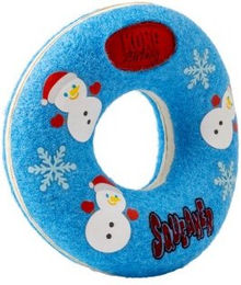KONG Holiday AirDog Donut Wurfspielzeug für Hunde aus Tennisballmaterial Blau Größe M – Bild 1 von 1