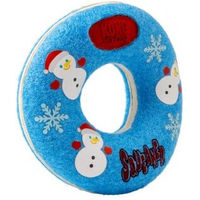 Produktbild von KONG Holiday AirDog Donut Wurfspielzeug für Hunde aus Tennisballmaterial Blau Größe M