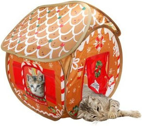 KONG Holiday Play Spaces Bungalow Gingerbread Katzenhöhle aus Stoff mit Catnip – Bild 1 von 3