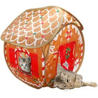 Produktbild von KONG Holiday Play Spaces Bungalow Gingerbread Katzenhöhle aus Stoff mit Catnip