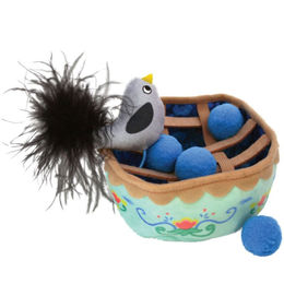 Produktbild von Kong Katzenspielzeug Cat Puzzlements Pie Intelligenzspielzeug aus Plüsch Blau Bunt 14 x 6 cm