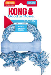 KONG Puppy Goodie Bone XS Kauspielzeug für Welpen aus Naturkautschuk mit Seil zur Zahnpflege Rosa Blau – Bild 1 von 3