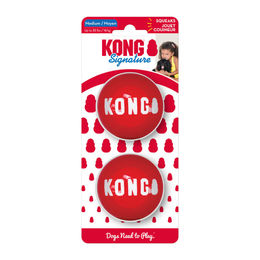 KONG Signature Balls Hundespielzeug Medium 2er Pack Rot – Bild 1 von 3