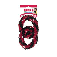 Produktbild von KONG Signature Rope Double Ring Tug Tauspielzeug aus Seil in Rot für große Hunde