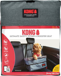 Produktbild von KONG Ultimativer Booster-Sitz und Haltegurt für Welpen und kleine Hunde aus Polyester in Grau-Schwarz Größe L 44 x 35 x 7 cm