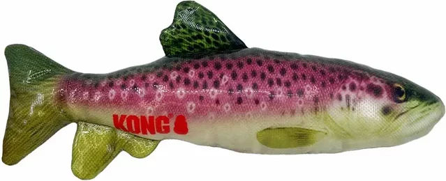 Produktbild von Kong Wild Shieldz Trout Wurfspielzeug Dummy aus Plüsch für Hunde Größe M Bunt