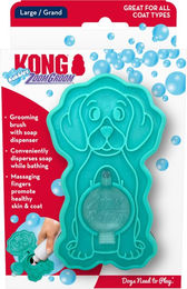 KONG ZoomGroom Bubbles Hundebürste mit Seifenspender für alle Felltypen in Türkis und Blau – Bild 1 von 5