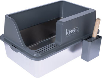 Produktbild von kooa Edelstahl Katzentoilette offene Schale grau