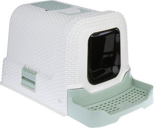 kooa Haubentoilette mit Streu-Schublade und ausziehbarer Treppe in Weiß/Grün – Bild 1 von 5