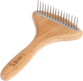 Produktbild von kooa Rechenkamm aus Bambus mit rotierenden Zähnen für Langhaarige Tiere L 17,5 x B 10 cm
