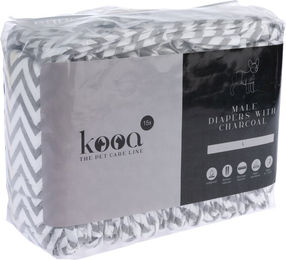 Produktbild von kooa Rüdenwindeln mit Holzkohle wasserdicht aus Stoff Größe L 30 Stück