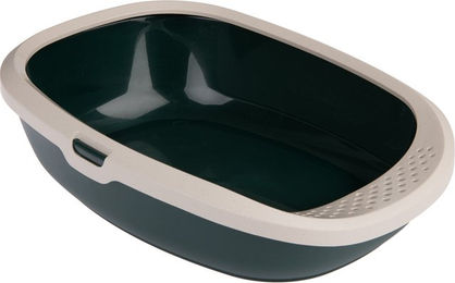 kooa Schalentoilette für Katzen aus recyceltem Kunststoff in Grün und Beige mit tiefem Einstieg 53 x 41 x 16 cm – Bild 1 von 10