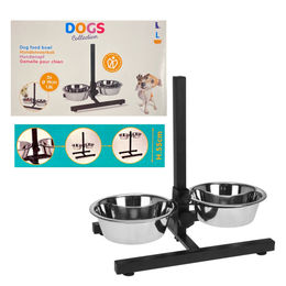 Koopman Futternapf für Hunde und Katzen aus Edelstahl mit höhenverstellbarem Standfuß in Schwarz 2 x 1800 ml - 2 x 1,8 l – Bild 1 von 11