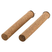Produktbild von Kork-Deko 2er-Set Kork-Sitzstangen aus Presskork für Vögel und Nager lebensmittelecht mit Edelstahl