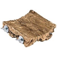 Produktbild von Kork-Deko Vogel-Sitzbrett aus Naturkorkrinde mit Edelstahl-Befestigung für Papageien und Wellensittiche 15x15 cm - 1 Stk.