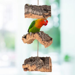 Kork-Deko Vogelschaukel Mobile aus Naturkork für Wellensittiche, Kanarienvögel und Papageien – Bild 1 von 13