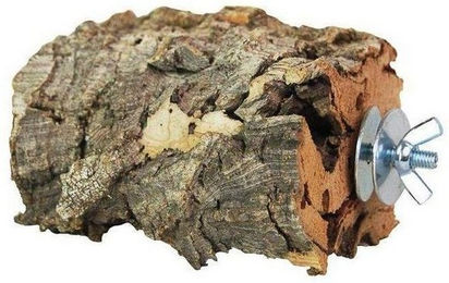 Kork-Deko XL Pickstein aus Naturkork als Beschäftigungsspielzeug und Zahnpflege für Vögel und Nager mit Edelstahlbefestigung – Bild 1 von 13