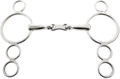 Produktbild von Korsteel Schenkeltrense French Link mit 3 oder 4 Ringen für Pferde in Silber