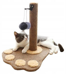 Kratzbaum für Katzen in Pfotenform Dunkelbraun mit Spielzeug CEZ-TOM – Bild 1 von 1