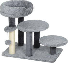 Kratzbaum für Katzen mit Katzentreppe und Sisalkratzsaeule aus Holz und Plueschstoff in Grau 60x40x56 cm – Bild 1 von 1