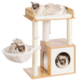 Kratzbaum für Katzen mit Plattform, Katzenhöhle und 2 Sisalsäulen in Vintage Braun – Bild 1 von 1