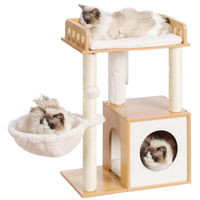 Produktbild von Kratzbaum für Katzen mit Plattform, Katzenhöhle und 2 Sisalsäulen in Vintage Braun