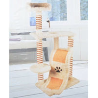 Produktbild von Kratzbaum für Katzen mit Liegeplattform in Beige aus Plüsch 123cm