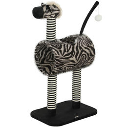 Kratzbaum im Zebra-Design mit Katzentunnel und Kratzstämmen 93 cm – Bild 1 von 1
