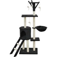 Produktbild von Kratzbaum Jipsy für Katzen, Schwarz, 79 x 34 x 138 cm mit Plattformen, Liegeplatz, Nische und Treppe