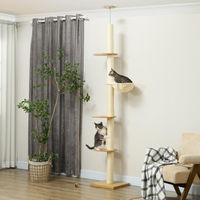 Produktbild von Kratzbaum mit Deckenspanner und Sisal-Kratzpfosten in Eiche und Cremeweiß mit 40x40 cm Basis und Anti-Kipp-Sicherung